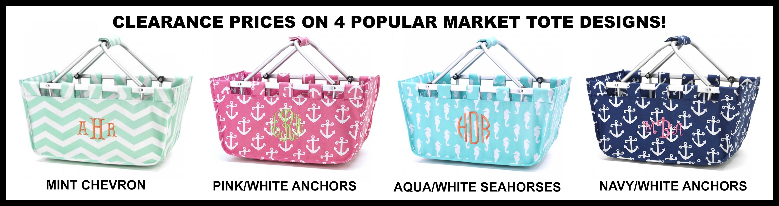 Personalized Pink/White and Navy/White Anchors Market Totes Personalized Pink/White and Navy/White Anchors Market Totes