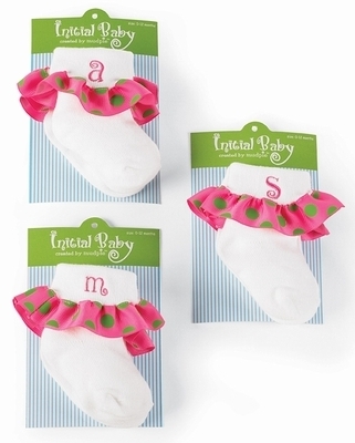 Monogrammed Initial Baby Ruffle Socks from Mud Pie Monogrammed Initial Baby Ruffle Socks from Mud Pie