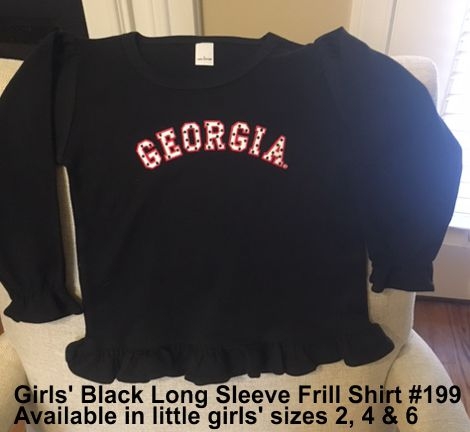 GEORGIA BULLDOGS GIRLS BLACK LONG SLEEVE SHIRTS GEORGIA BULLDOGS GIRLS BLACK LONG SLEEVE SHIRTS