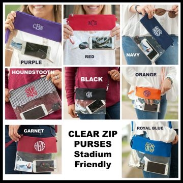 Personalized Stadium & Concert Friendly Clear Zip Purses Personalized Stadium & Concert Friendly Clear Zip Purses