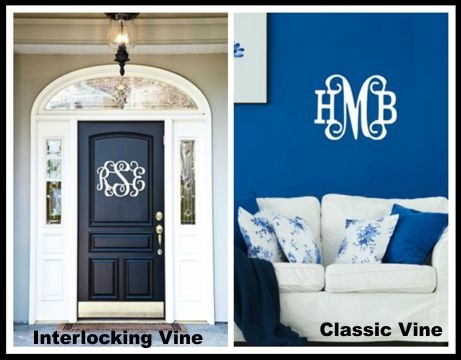 (4) Personalized Interlocking and Classic Vine Monogram Wood Signs (4) Personalized Interlocking and Classic Vine Monogram Wood Signs