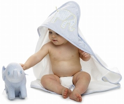 Elephant Seersucker Hooded Towel by Mud Pie Elephant Seersucker Hooded Towel by Mud Pie
