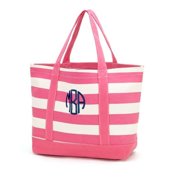 Hot Pink and White Stripe Canvas Tote Bags Hot Pink and White Stripe Canvas Tote Bags
