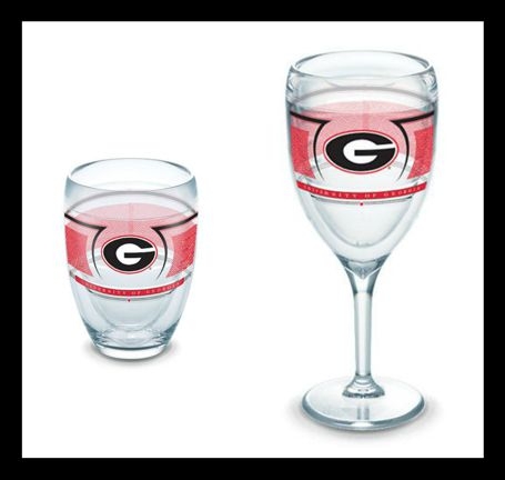 (4) GA BULLDOGS Stemless Tervis Wine Glasses (4) GA BULLDOGS Stemless Tervis Wine Glasses