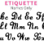Etiquette font (like cursive) - name or text only up to 8 characters Etiquette font (like cursive) - name or text only up to 8 characters