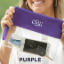 Purple with Classic Block font monogram with white thread Purple with Classic Block font monogram with white thread