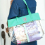 Mint Clear Tote (personalized with Single Classic Initial - Hot Pink Thread Mint Clear Tote (personalized with Single Classic Initial - Hot Pink Thread